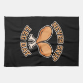 Leg Day nie überspringen - Hühnerpuppe - lustig Geschirrtuch (Horizontal)