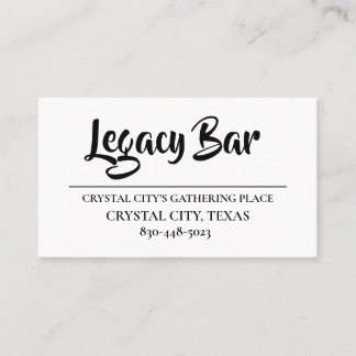 LEGACY BAR BUSINESS CARDS VISITENKARTE