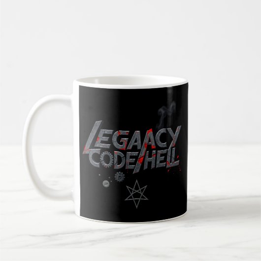 "LEGACY CODE HELL" Glitch Metal Tasse - Programmie (Links)