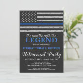 Legacy Police Retirement Party Thin Blue Line Flag Einladung (Stehend Vorderseite)