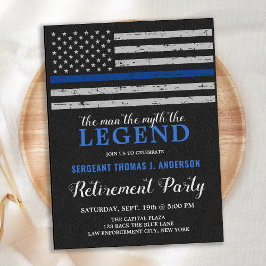 Legacy Police Retirement Party Thin Blue Line Flag Einladungspostkarte