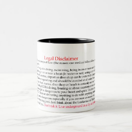 Legal Disclaimer Zweifarbige Tasse (Mittel)