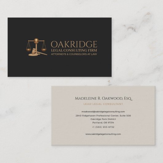 Legal Law Office Firm Attorney  Visitenkarte (Vorne/Hinten)
