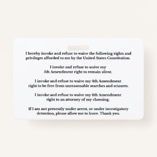Legal Rights And Privileges Card Ausweis