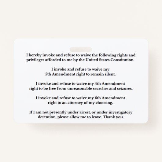 Legal Rights And Privileges Card Ausweis (Vorderseite)