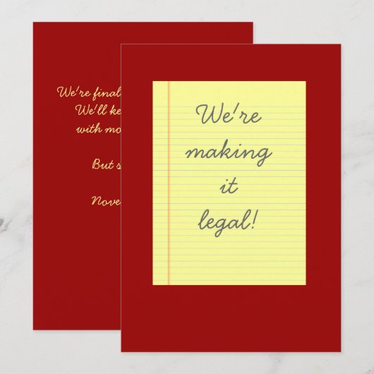 Legale Hochzeit Einladung (Vorne/Hinten)