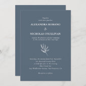 Legant Dusty Blue Minimal Wedding Einladung (Vorne/Hinten)