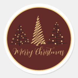 legant Merry Christmas Tree Design | Holiday Stick Runder Aufkleber