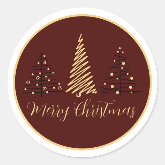 legant Merry Christmas Tree Design | Holiday Stick Runder Aufkleber (Vorderseite)