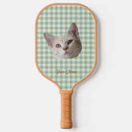 Lege dein Cat-Foto auf Gingham auf Pickleball Schläger