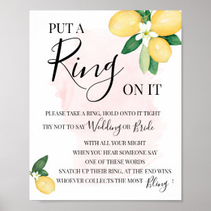 Lege einen Ring auf das Lemons Pink Brautparty Gam Poster