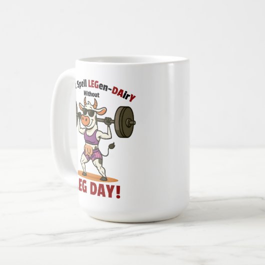 Legen-Dairy Leg Day – Funny Cow Squat Workout Kaffeetasse (Vorderseite Links)