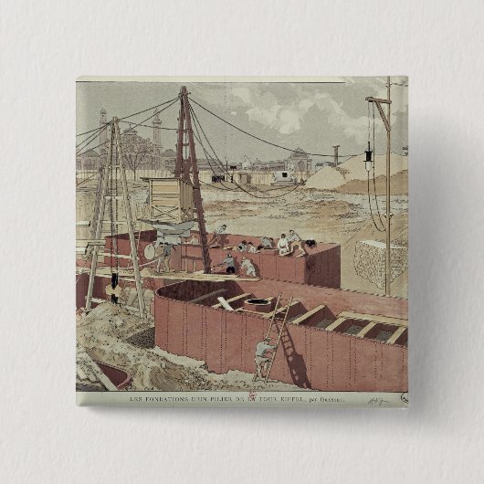 Legen der Grundsteine für den Eiffelturm Button (Vorderseite)