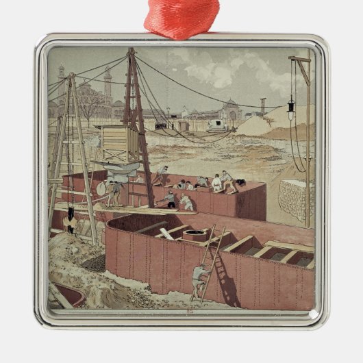 Legen der Grundsteine für den Eiffelturm Silbernes Ornament (Vorne)