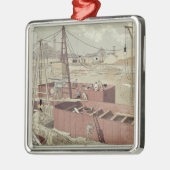 Legen der Grundsteine für den Eiffelturm Silbernes Ornament (Links)