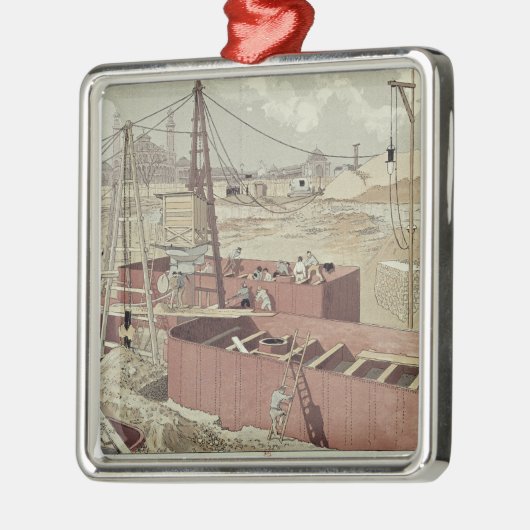 Legen der Grundsteine für den Eiffelturm Silbernes Ornament (Links)