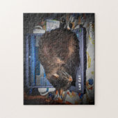 Legen Sie die Katze auf ein Notebook oder machen S Puzzle (Vertikal)