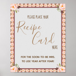 Legen Sie die Rezeptkarte hier als Blumenrahmen-Du Poster