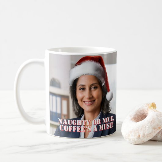 Legen Sie eine Weihnachtsmannmütze an | Funny Offi Kaffeetasse (Mit Donut)