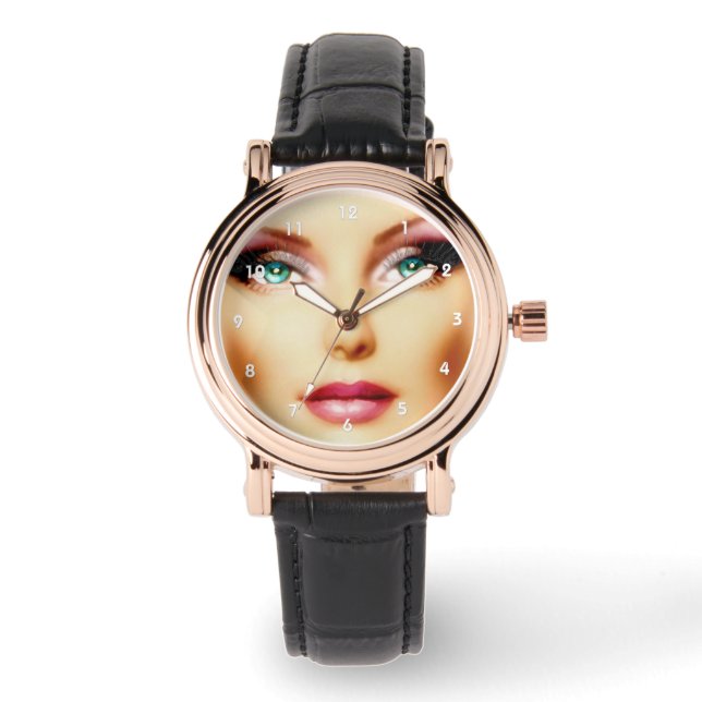 Legen Sie Ihr eigenes Bild Coolen DIC-Platz schwar Armbanduhr (Vorderseite)