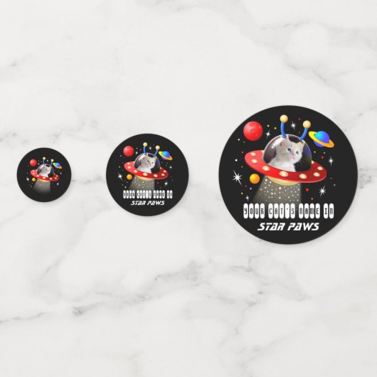 Legen Sie Ihre Katze in eine Alien Raumschiff UFO  Konfetti (Rückseiten)