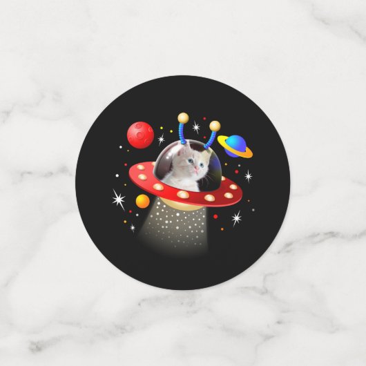 Legen Sie Ihre Katze in eine Alien Raumschiff UFO  Konfetti (Klein Vorderseite)