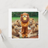 Legen Sie mein Gesicht in das Bild, Löwen und Kind Karte (Vorderseite/Rückseite Beispiel)