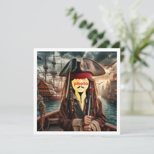 Legen Sie mein Gesicht in das Bild, Pirat auf eine Karte (Stehend Vorderseite)