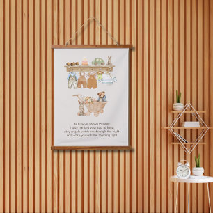 Legen Sie sich in das Boho Baby Kinderzimmer zum S Wandteppich Mit Holzrahmen