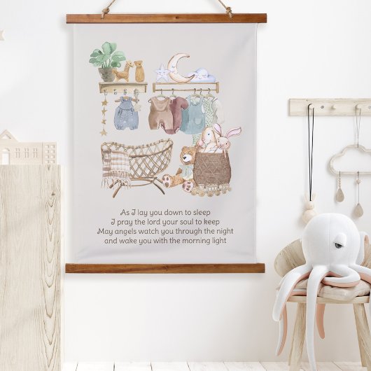 Legen Sie sich in das Boho Baby Kinderzimmer zum S Wandteppich Mit Holzrahmen