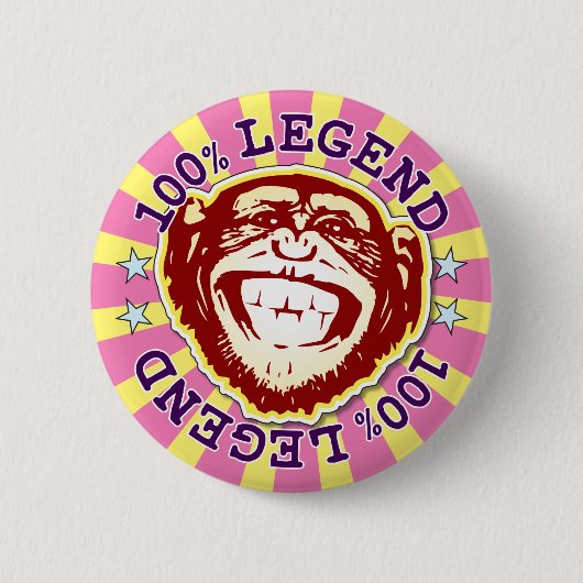 Legend 100% Funny Funky Monkey Abzeichen Button (Vorderseite)