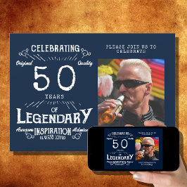 Legend 50. Geburtstag Foto Blau Vintag Einladung