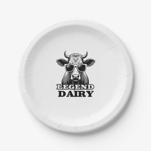 Legend Dairy Funny Farmer Cow Farmer Pun Graphic T Pappteller (Vorderseite)