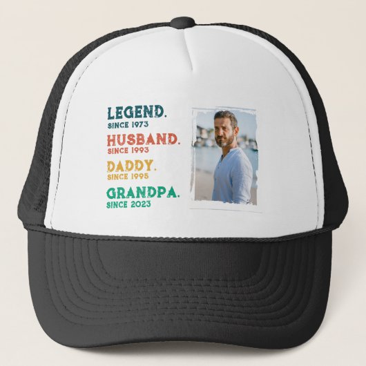 Legend Husband Daddy Grandpa Personalisierter T - Truckerkappe (Vorderseite)