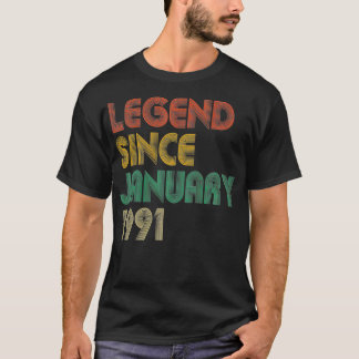 Legend Seit Januar 1991 Retro 30 Jahre alt 30. T-Shirt