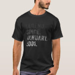 Legend Seit Januar 2001 T-Shirt 21St Birthday Gesc<br><div class="desc">Perfekte Geburtstagsgeschenke für Männer, Frauen, geboren im Januar 2001, neues Zeitalter, der 21 Jahre alt wird. Retro Vintage 21. Geburtstag T Geschenke für coole Mama, Vater, Mutter, Vater, Papa, Pop Pop, Oma, Opa von Sohn, Tochter. Geburtstagsgeschenke Idee für die Familie. Das gestörte Tee ist ein tolles Accessoire für Bday, da...</div>