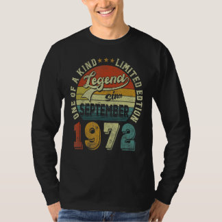 Legend Seit September 1972 50 Jahre alt 50. Geburt T-Shirt