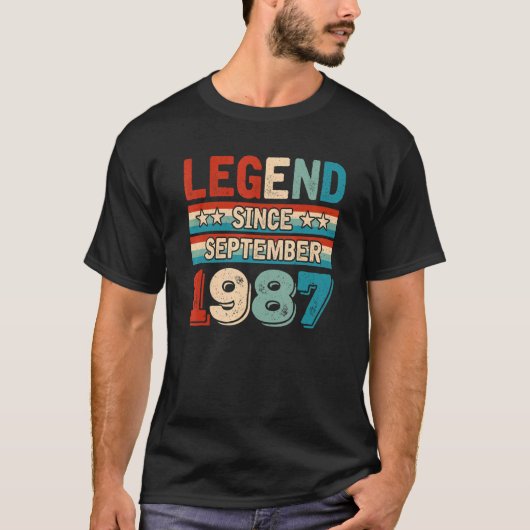 Legend Seit September 1987 Retro 35 Jahre alt 35. T-Shirt (Vorderseite)