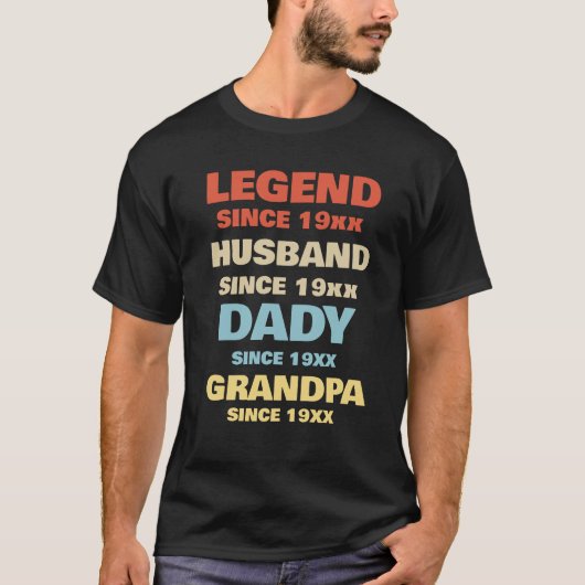 Legend Since 1965 Husband Daddy Grandpa T-Shirt (Vorderseite)