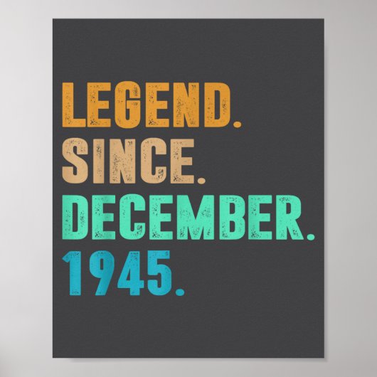 Legend Since December 1945 Birth Of Birthday 1945  Poster (Vorne)
