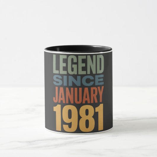 Legend Since January 1981 Retro Birthday Classic Tasse (Zentrum)