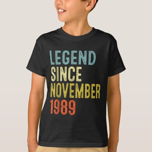 Legend Since November 1989 36th Birthday 36 Year O T-Shirt (Vorderseite)