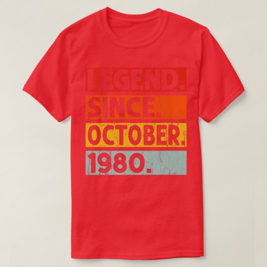 Legend Since October 1980 42nd Birthday 42 Years O T-Shirt (Design vorne)