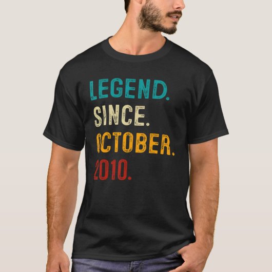 Legend Since October 2010 12th Birthday  12 Year O T-Shirt (Vorderseite)