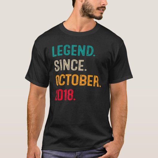 Legend Since October 2018 4th Birthday 4 Years Ol T-Shirt (Vorderseite)