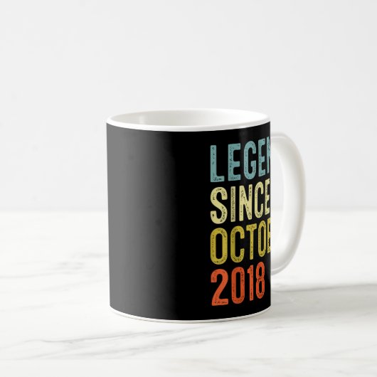 Legend Since October 2018 7th Birthday 7 Year Old Kaffeetasse (VorderseiteRechts)