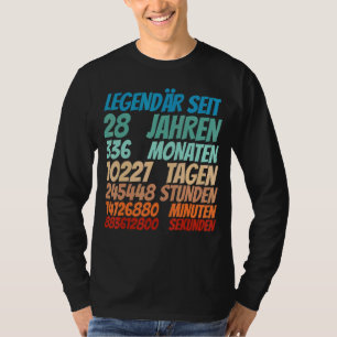 Legendär für 28 Jahre alt 28. Geburtstagsfrauen T-Shirt