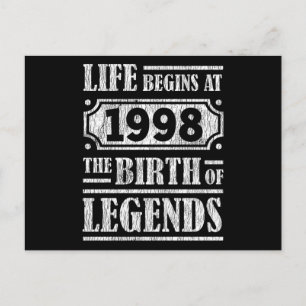 Legendär geboren 1998 Retro Vintage Geburtstagsges Postkarte