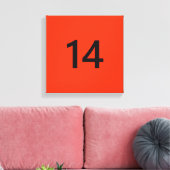 Legendär Nr. 14 in Orange und Schwarz Leinwanddruck (Insitu (Wohnzimmer))