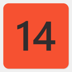 Legendär Nr. 14 in Orange und Schwarz Quadratischer Aufkleber